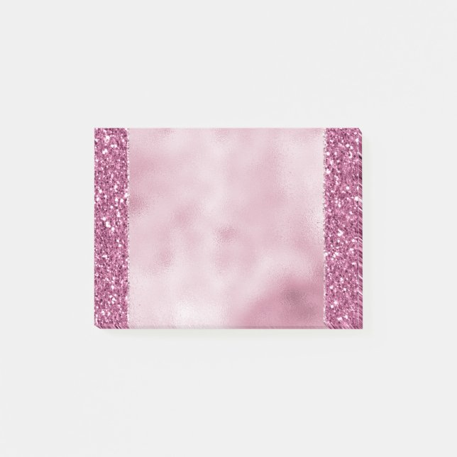 Girly Glitzy Rosa Glitter Post-it Block (Framsida)