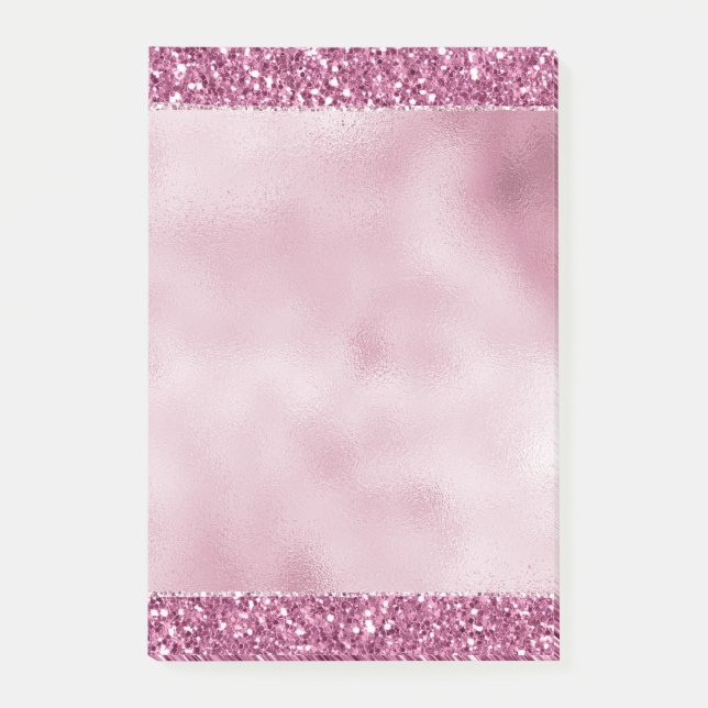Girly Glitzy Rosa Glitter Post-it Block (Framsida)