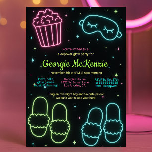 GIRLY GLOW SLEEPOVER NEON PAJAMA PARTY INBJUDNINGAR