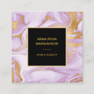 *~* Girly Gold Foil Veins Lavender Modern Fyrkantigt Visitkort