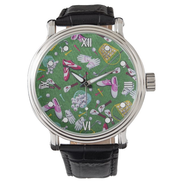 Girly Golf Mönster Wrist Watch Armbandsur (Framsida)