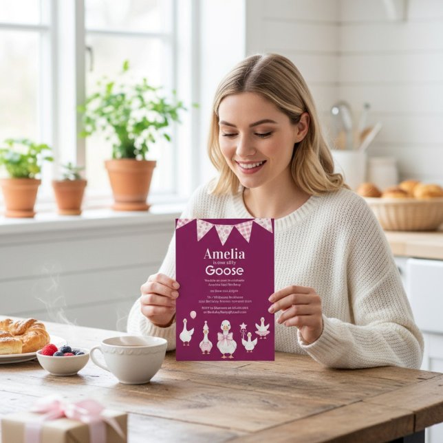 Girly Goose Birthday Party Invitation Inbjudningar (Skapare uppladdad)