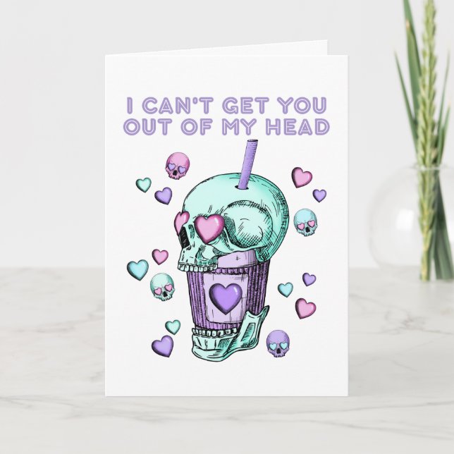 Girly Goth Valentiness skallhjärtan boba kopp stra Kort (Framsida)