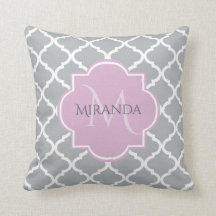 Girly Grått Quatrefoil Lavender Monogram och Namn