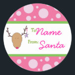 Girly Gril Santa Sticker Runt Klistermärke<br><div class="desc">Girly Gril Santa Sticker</div>