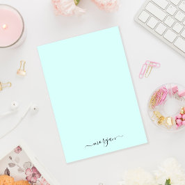 Girly Grönt Blue Monogram Modern Script Personal Post-it Block