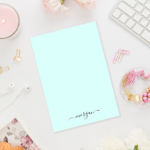 Girly Grönt Blue Monogram Modern Script Personal Post-it Block