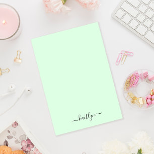 Girly Grönt Monogram Modern Script Personlig Post-it Block