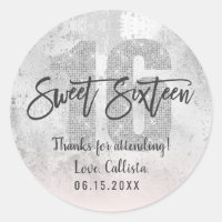 Girly Grunge Silver Rosa Glitter Foil Sweet 16 Cla