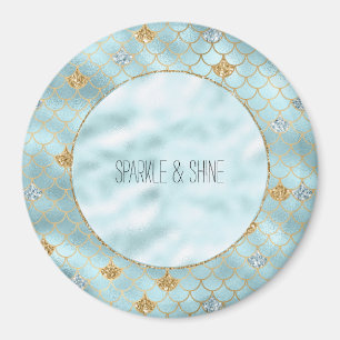Girly Guld Aqua Blue Glitter Sjöjungfru Citat Magnet