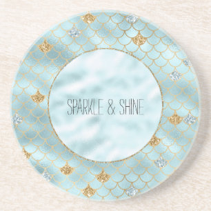 Girly Guld Aqua Blue Glitter Sjöjungfru Citat Underlägg