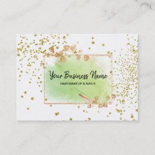 *~* Girly Guld Blommigt Ram White Lime Green Visitkort