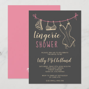 Girly guld clothesline chic lingerie möhippa inbjudningar