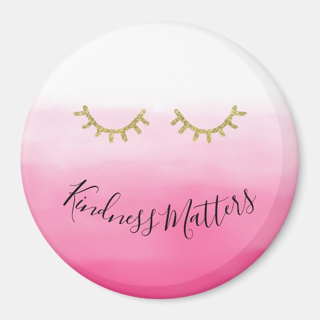 Girly Guld Eyelash rosa Mbre Magnet (Framsidan)