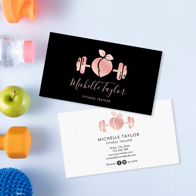 Girly  Guld Fitness Traindern Modern Visitkort (Skapare uppladdad)