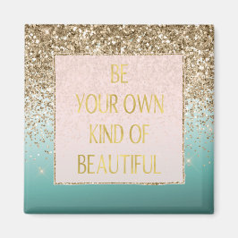 Girly Guld Glam Glitter Mint Ombre Magnet