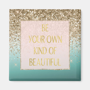 Girly Guld Glam Glitter Mint Ombre Magnet