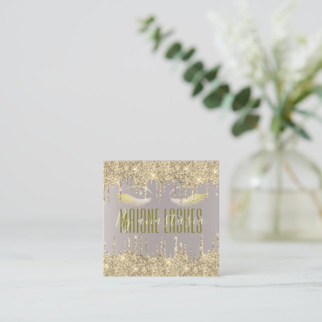 Girly  Guld Glit Öga Drips Artist Makeup SPA Fyrkantigt Visitkort (Stående Fram)