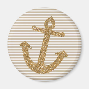 Girly Guld Glitter Anchor Magnet