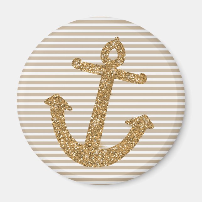 Girly Guld Glitter Anchor Magnet (Framsidan)
