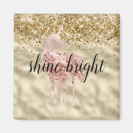 Girly Guld Glitter Gnistra Confetti Rosa Unicorn Magnet