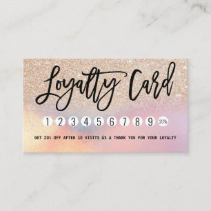 Girly Guld Glitter Iridescent Holography Ombre Lojalitetskort