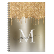 Girly Guld Glitter Ombre Monogram Namn