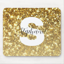 Girly Guld Glitter Sparkles Monogram-skript Namn