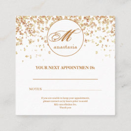 Girly Guld Glittery Luxury Monogram Beauty Salon Tidsbeställning Kort