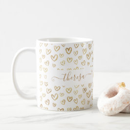 Girly Guld Hearts-Anpassningsbarna har namnet Kaffemugg