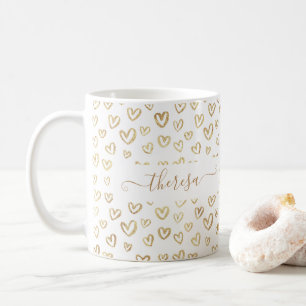 Girly Guld Hearts-Anpassningsbarna har namnet Kaffemugg