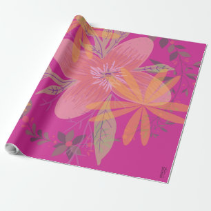Girly Guld Löv Fuchsia Flower Presentpapper