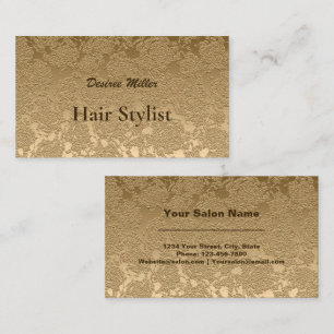 Girly Guld Modern Blommigt Hair Stylist Metallic Visitkort