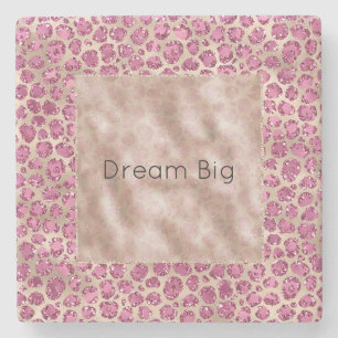 Girly Guld Rosa Leopard Skriv ut Glitz-Personlig Stenunderlägg