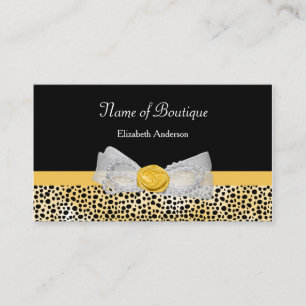 Girly Gult Cheetah Print Boutique Chic Bow Visitkort
