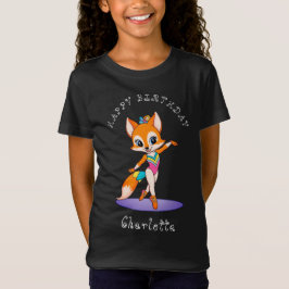 Girly Gymnastic Fox | Flickor Birthday Black T Shirt