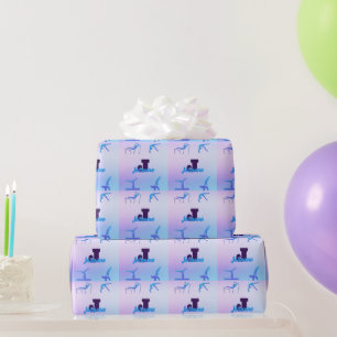 Girly Gymnastics Blue Lila Monogram Personlig Presentpapper
