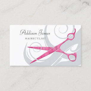 Girly Hairstylist Rosa Scissors Curls Möte Tidsbeställning Kort