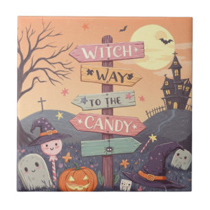 Girly Halloween - Väg till godiset Kakelplatta