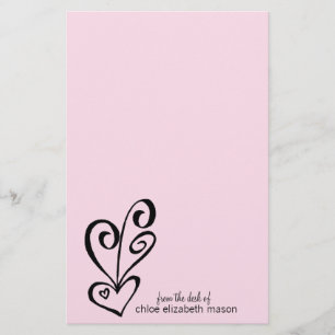 Girly Heart Doodles Stationery Brevpapper