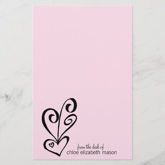 Girly Heart Doodles Stationery Brevpapper (Framsida)