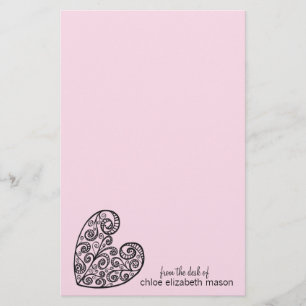 Girly Heart Doodles Stationery Brevpapper
