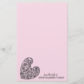 Girly Heart Doodles Stationery Brevpapper