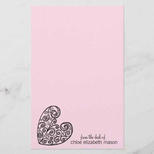 Girly Heart Doodles Stationery Brevpapper (Framsida)
