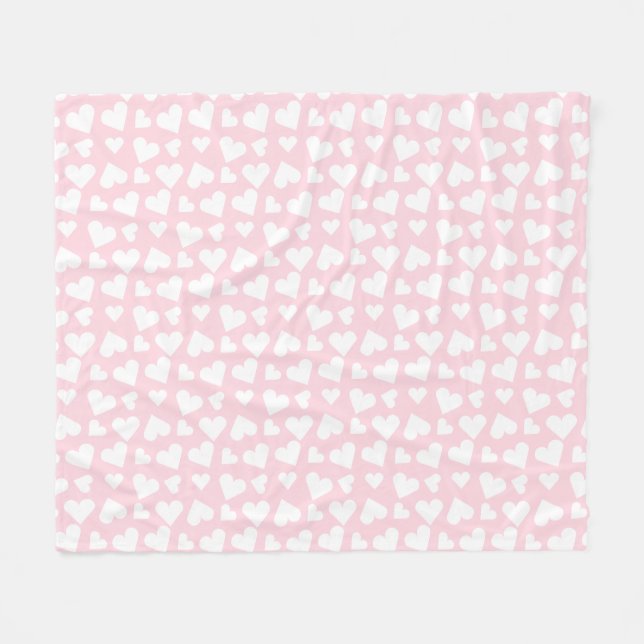 Girly Heart Mönster Rosa White Fleecefilt (Framsidan (Horisontell))