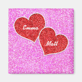 GIRLY HEART ROSA GLITTER MAGNET