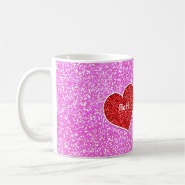 GIRLY HEART ROSA GLITTER MUGG