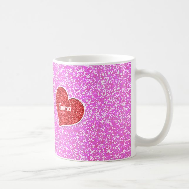 GIRLY HEART ROSA GLITTER MUGG (Höger)