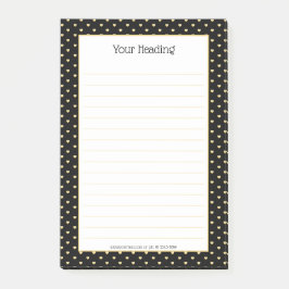 Girly Hearts Faux Gold Foil Black Mönster Post-it Block