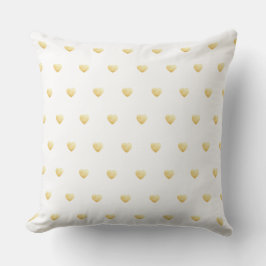 Girly Hearts Guld på White Kudde